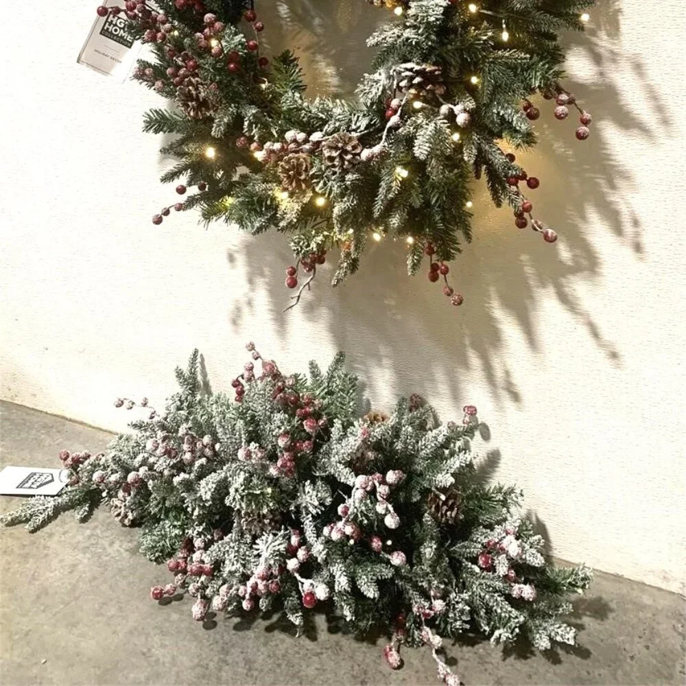 National Tree Company HGTV LED Pre-Lit Battery Timer Large Snowy Garland Swag